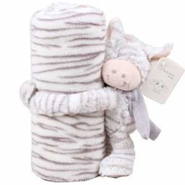 Baby/kinder dekentje zebra knuffel