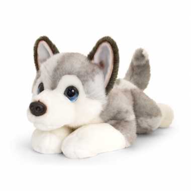 Keel toys pluche grote grijs/witte husky honden knuffel
