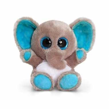 Keel toys pluche olifant knuffel grijs/blauw