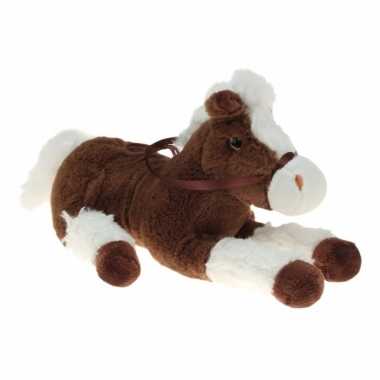 Pluche knuffel paard bruin/wit