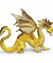 Decoratie draak goud knuffel