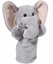 Dierentuin dieren handpoppen knuffels olifant grijs 10184137