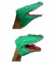 Groene krokodil handpop knuffel