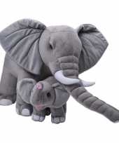 Grote pluche grijze olifant kalfje knuffel speelgoe
