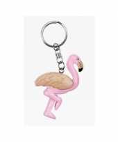 Houten flamingo sleutelhanger knuffel