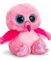 Keel toys roze pluche flamingo knuffel kraalogen 10140739