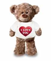 Knuffel teddybeer i love you hart-shirt
