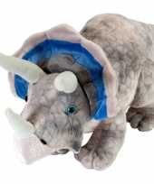 Pluche grijze triceratops dinosaurus knuffel