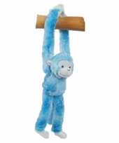 Pluche knuffel hangaapje blauw