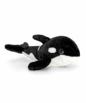 Pluche orka walvis knuffel zwart wit liggend cm
