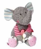 Pluche patchwork grijs roze olifant knuffel