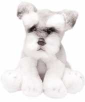 Pluche schnauzer wit grijs knuffel hond