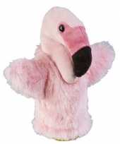 Roze handpop flamingo pluche knuffel